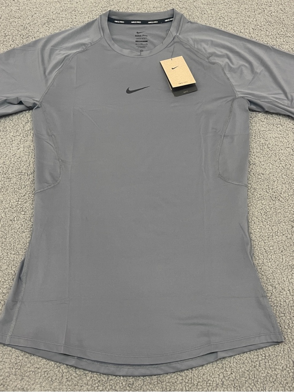 Nike Mens Pro Dri-FIT Shirt XL Xtra Large Gray Training Athletic Short Sleeve